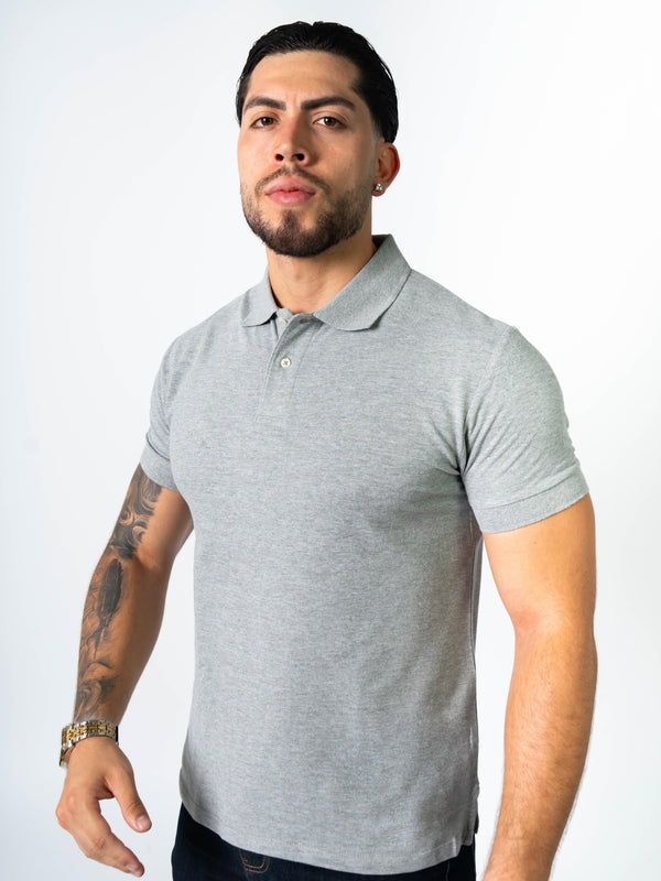 BASIC PIQUE POLO SHIRT | Mixed Grey