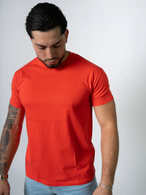 BASIC SLIM-FIT T-SHIRT | Hibiscus Red
