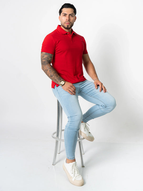 BASIC PIQUE POLO SHIRT | RED