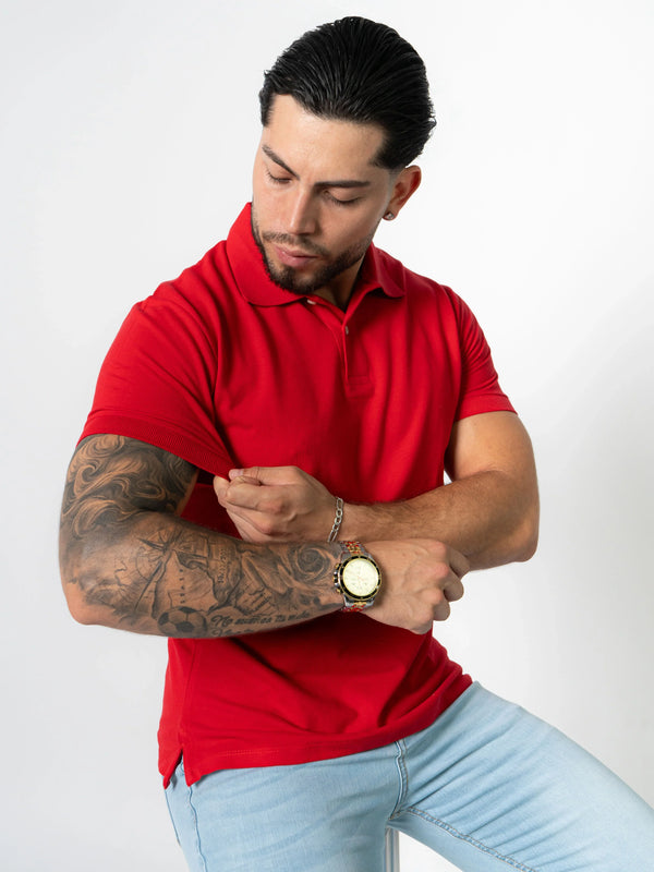 BASIC PIQUE POLO SHIRT | RED