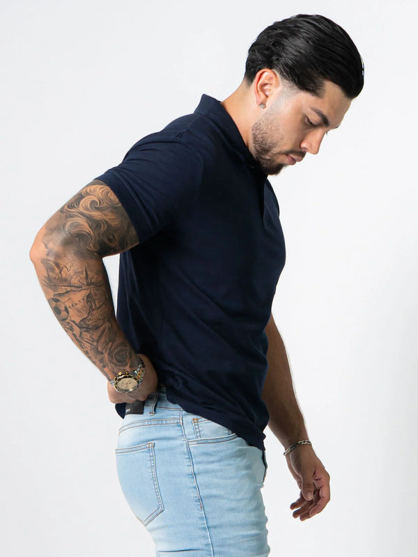 BASIC PIQUE POLO SHIRT | NAVY