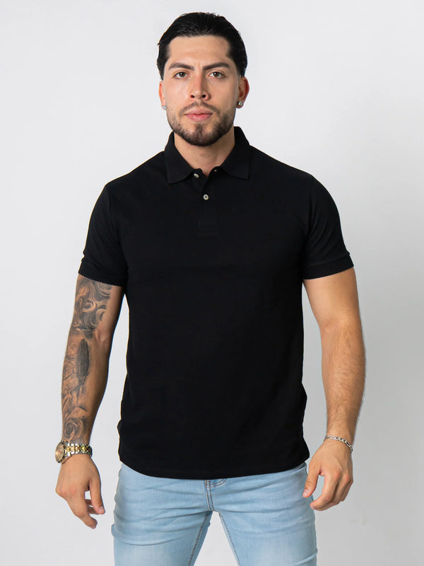 BASIC PIQUE POLO SHIRT | BLACK