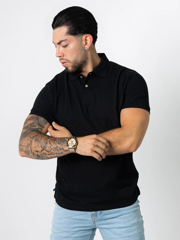 BASIC PIQUE POLO SHIRT | BLACK