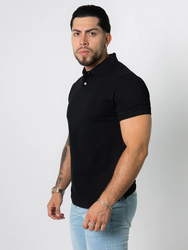 BASIC PIQUE POLO SHIRT | BLACK