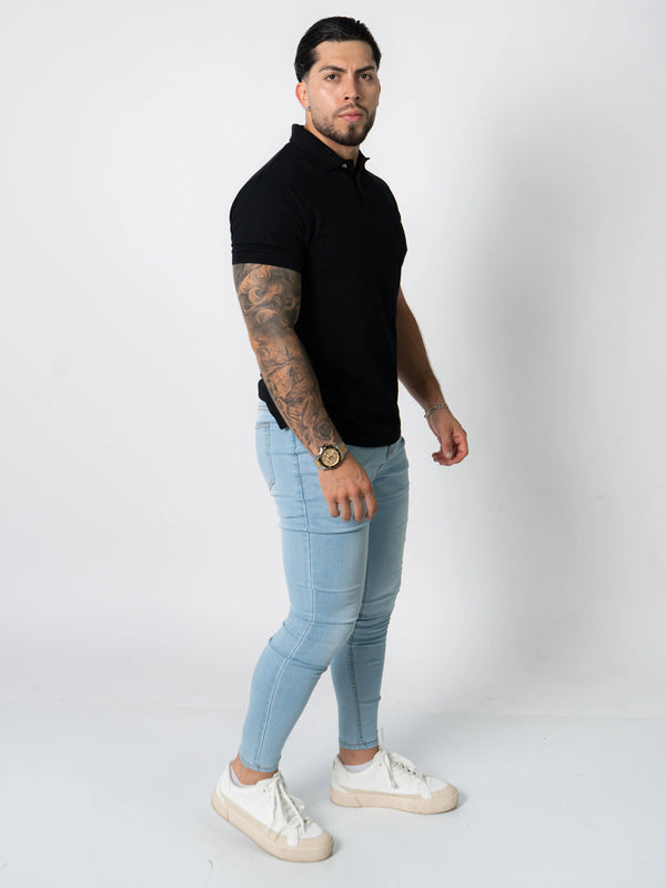 BASIC PIQUE POLO SHIRT | BLACK