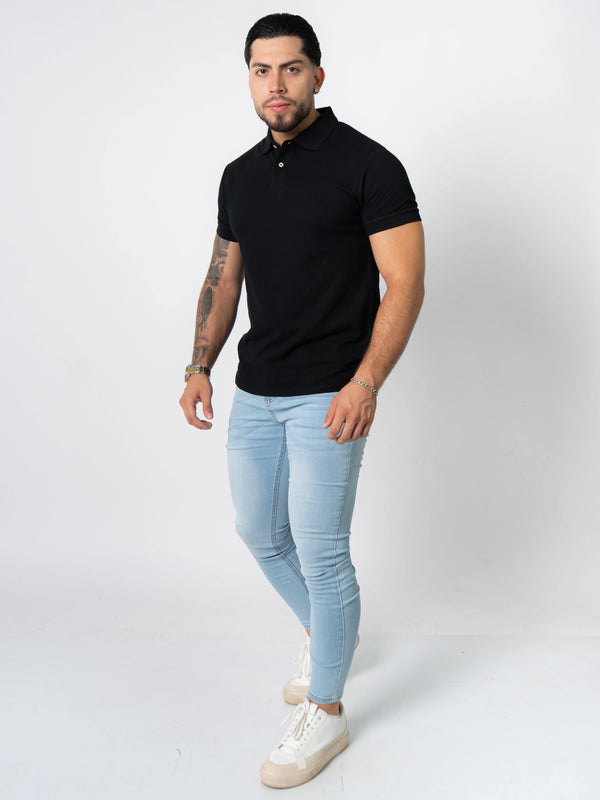 BASIC PIQUE POLO SHIRT | BLACK