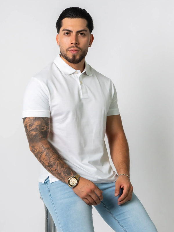 BASIC PIQUE POLO SHIRT | WHITE