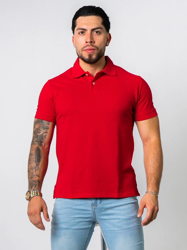 BASIC PIQUE POLO SHIRT | RED