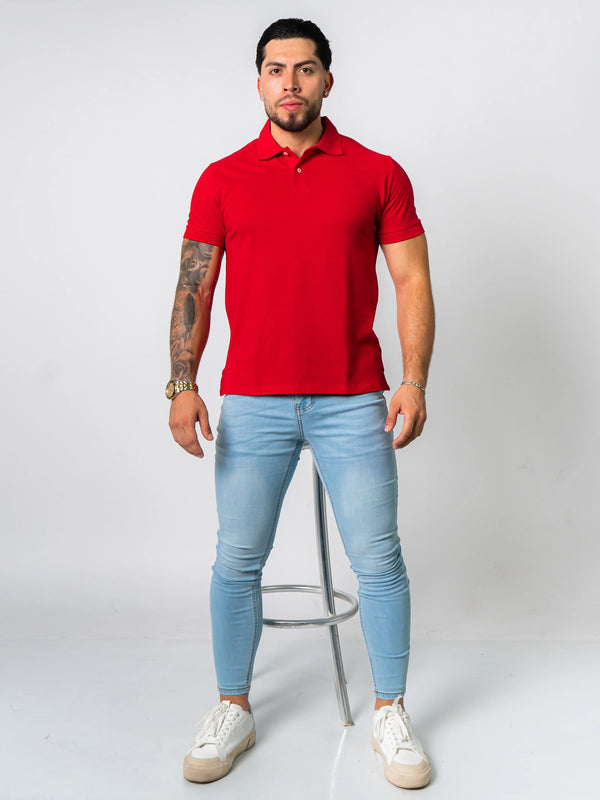 BASIC PIQUE POLO SHIRT | RED