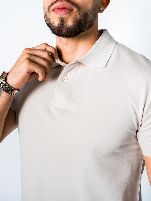 BASIC PIQUE POLO SHIRT | NATURAL