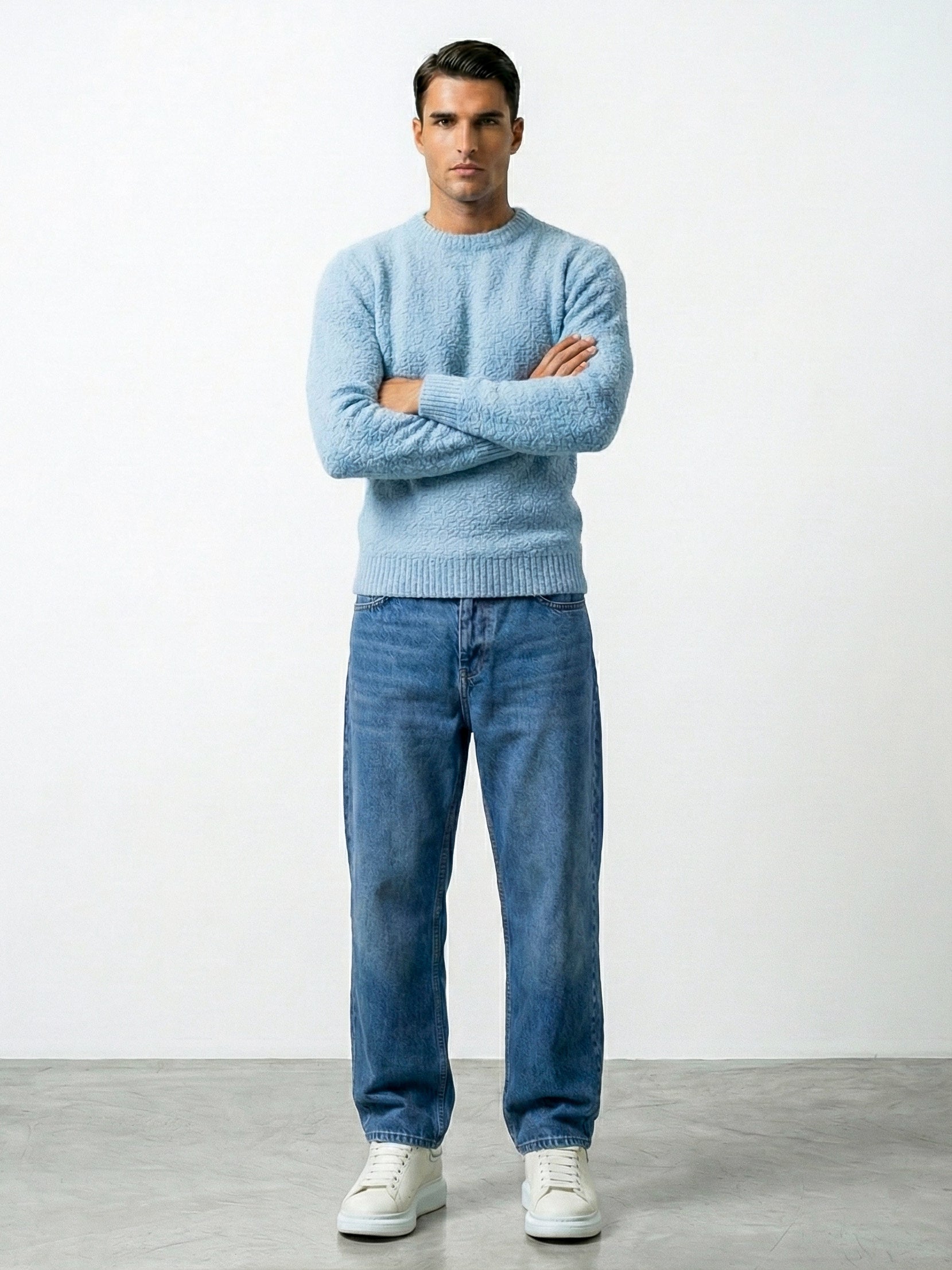 FLUFFY WOOL JUMPER | PASTEL BLUE