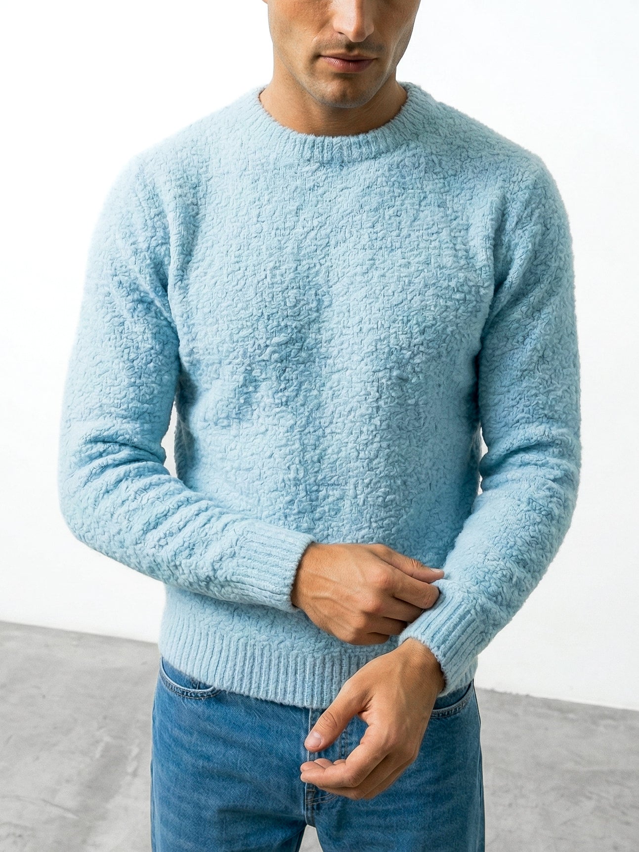 FLUFFY WOOL JUMPER | PASTEL BLUE