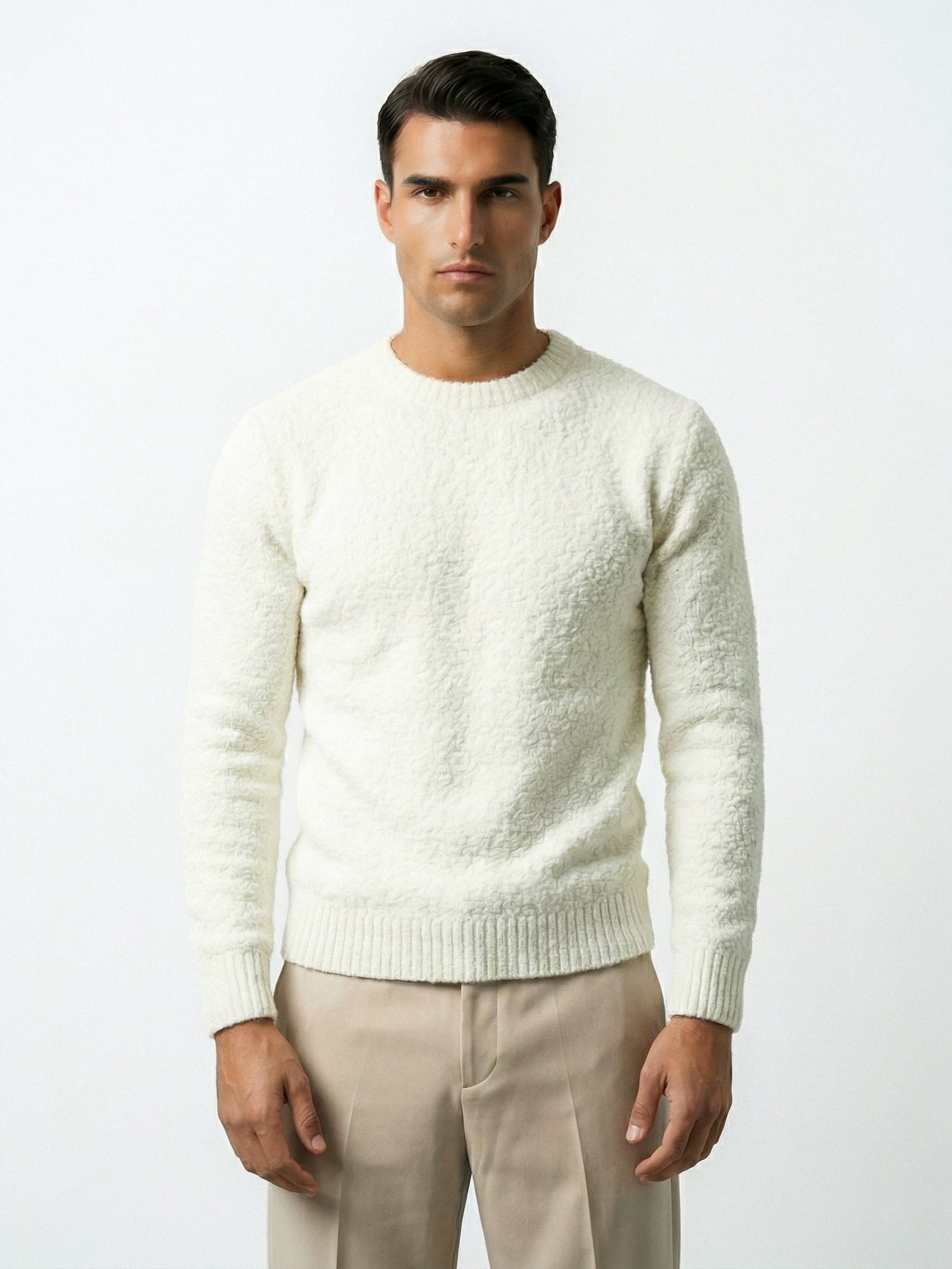 FLUFFY WOOL JUMPER | WHITE