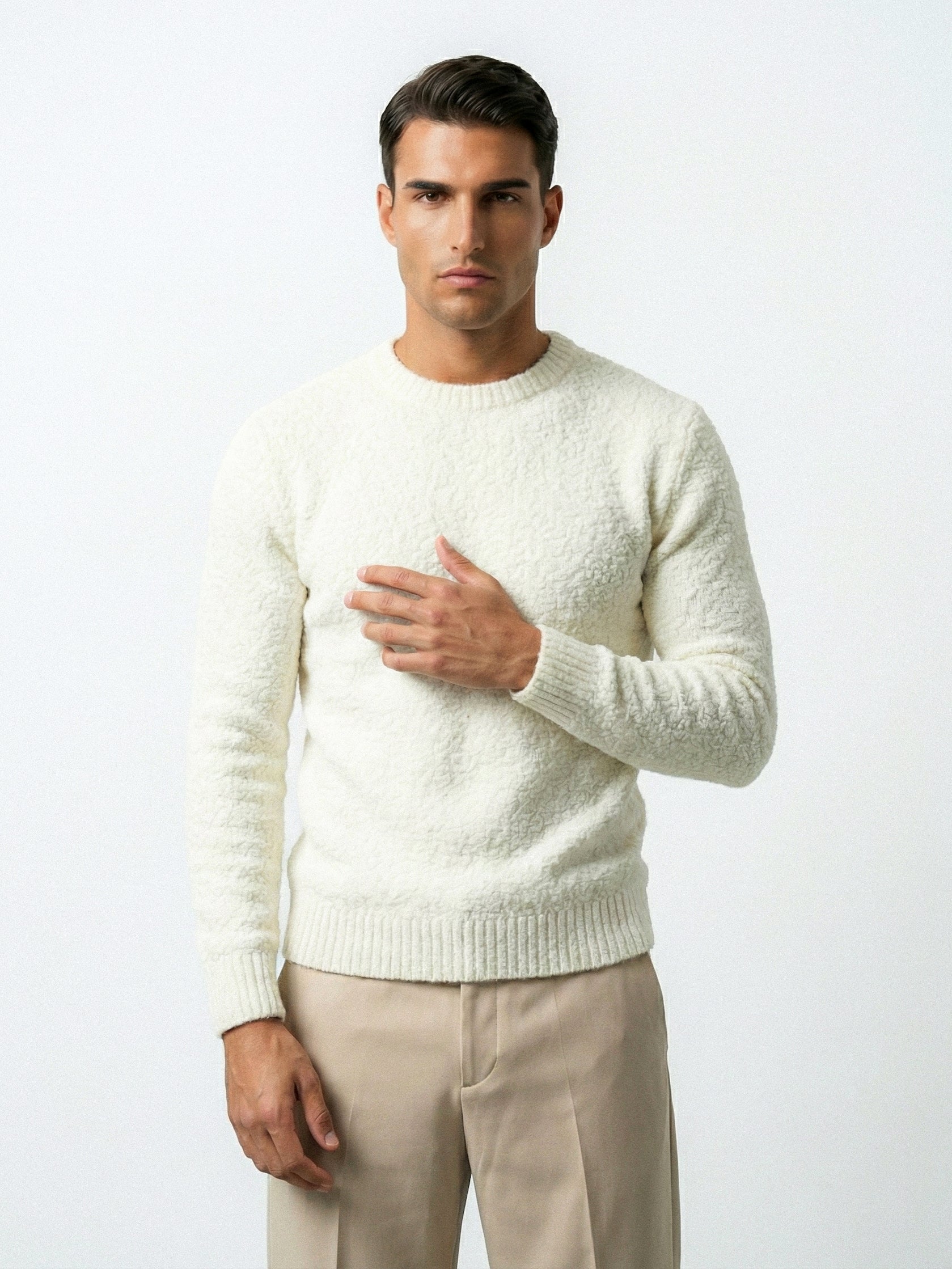 FLUFFY WOOL JUMPER | WHITE