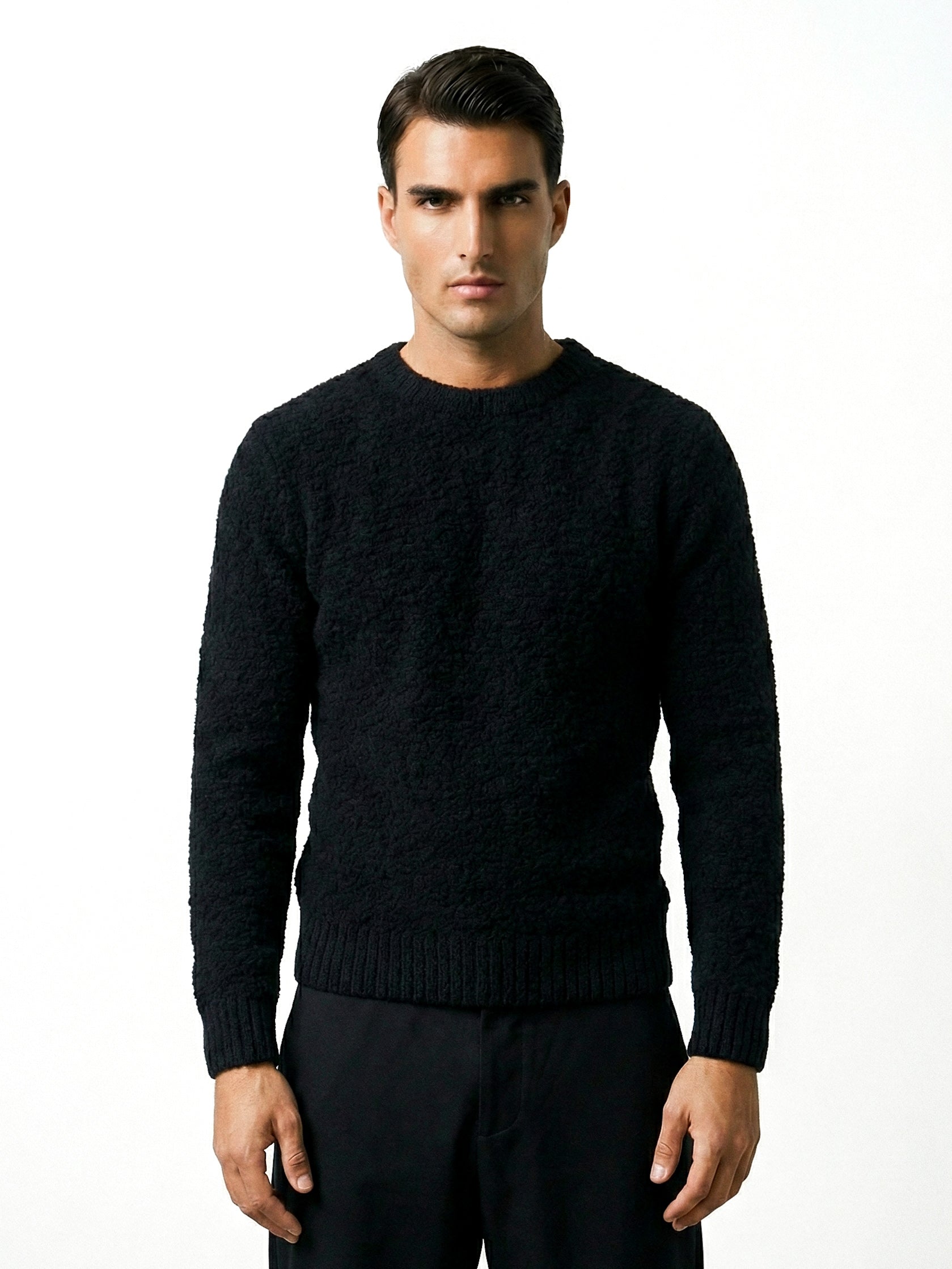 FLUFFY WOOL JUMPER | BLACK