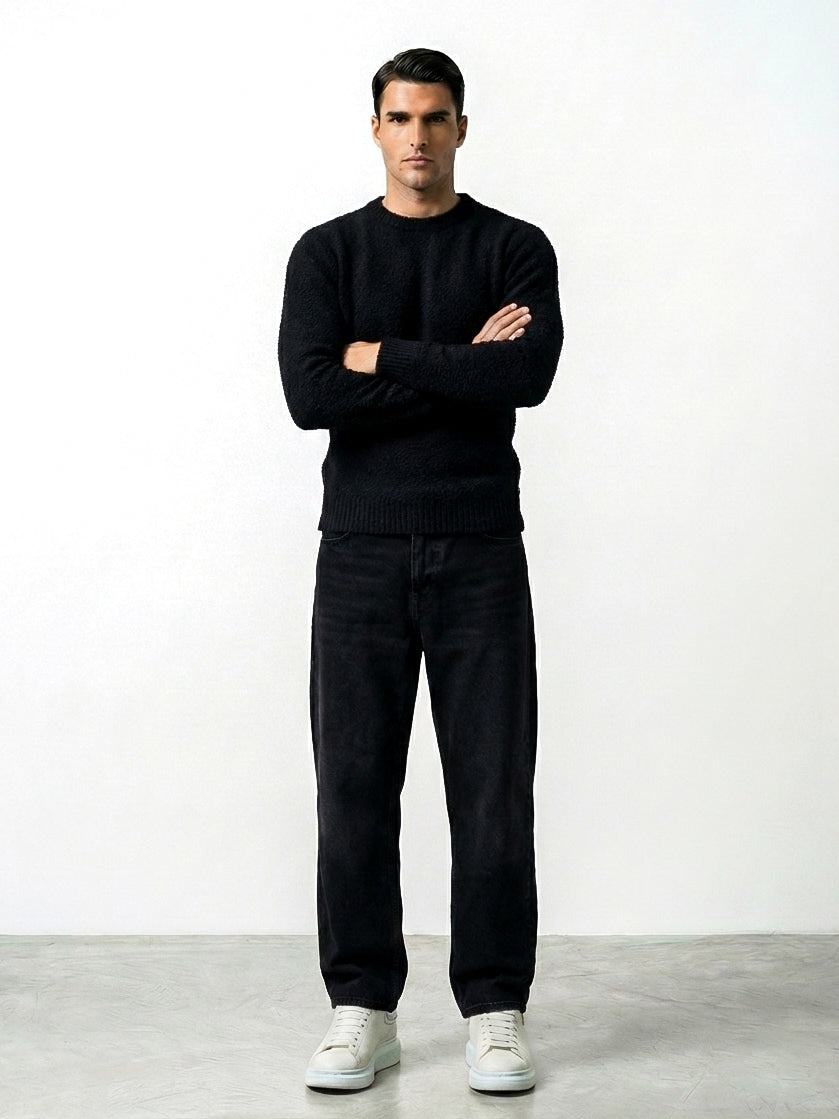 FLUFFY WOOL JUMPER | BLACK