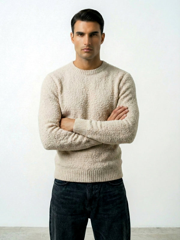 FLUFFY WOOL JUMPER | BEIGE