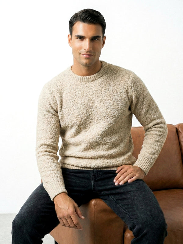 FLUFFY WOOL JUMPER | BEIGE