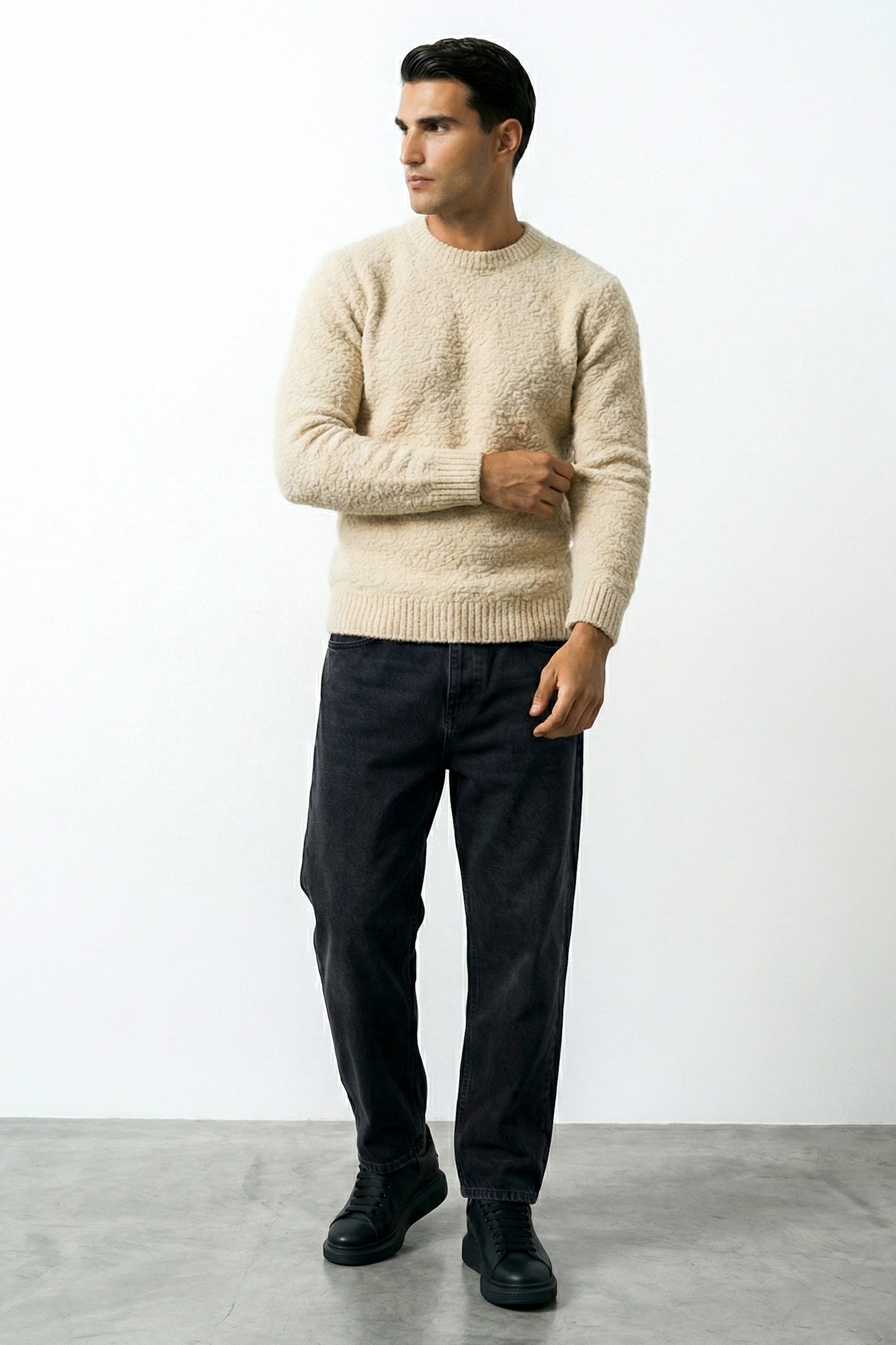 FLUFFY WOOL JUMPER | BEIGE