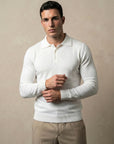 LONG SLEEVE KNITTED POLO | WHITE