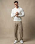 LONG SLEEVE KNITTED POLO | WHITE