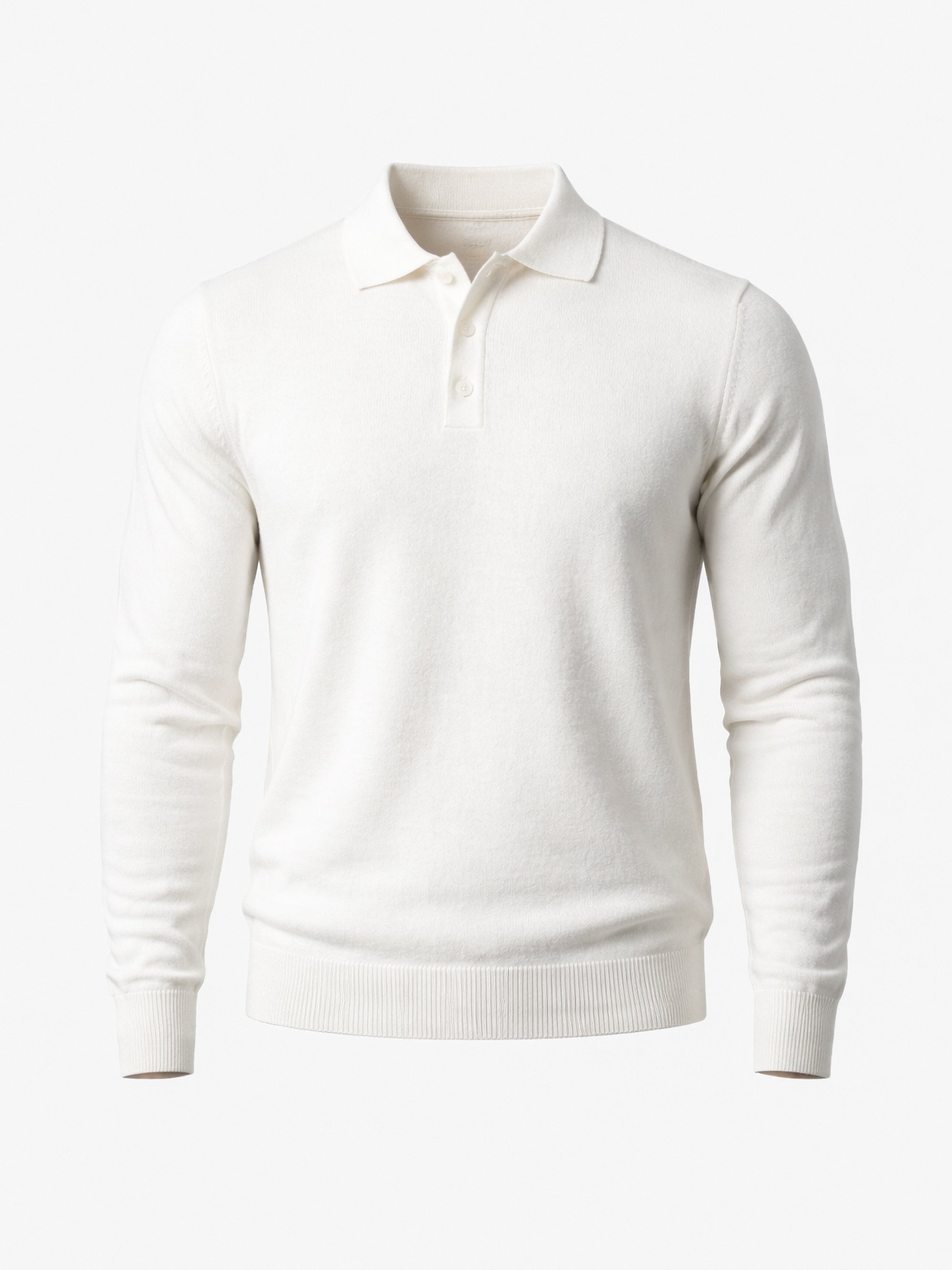 LONG SLEEVE KNITTED POLO | WHITE