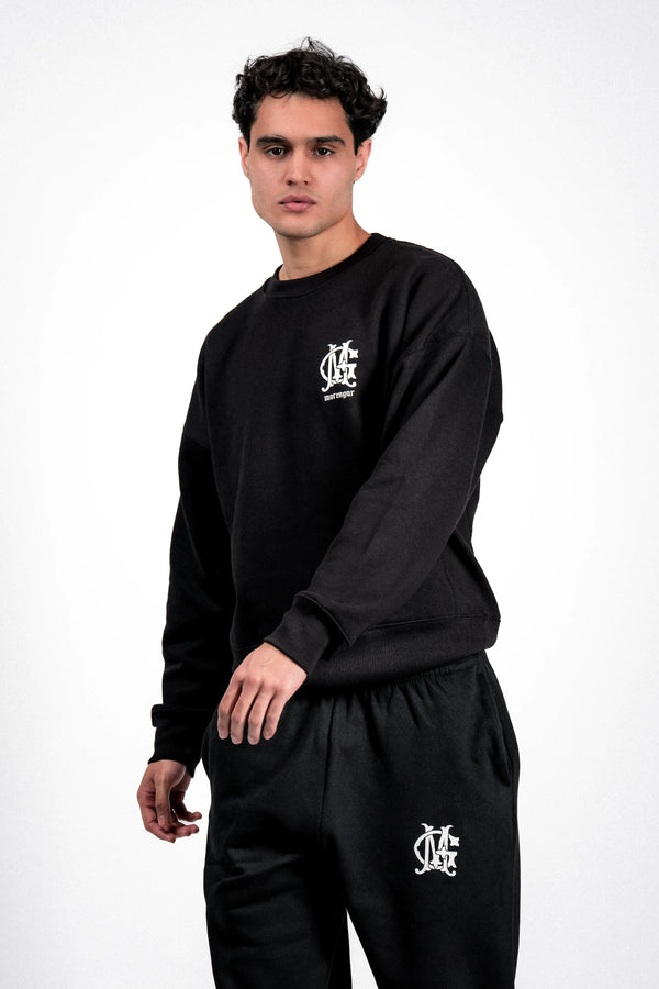 LOGO-EMBOSSED SWEATSHIRT | BLACK 450-GSM
