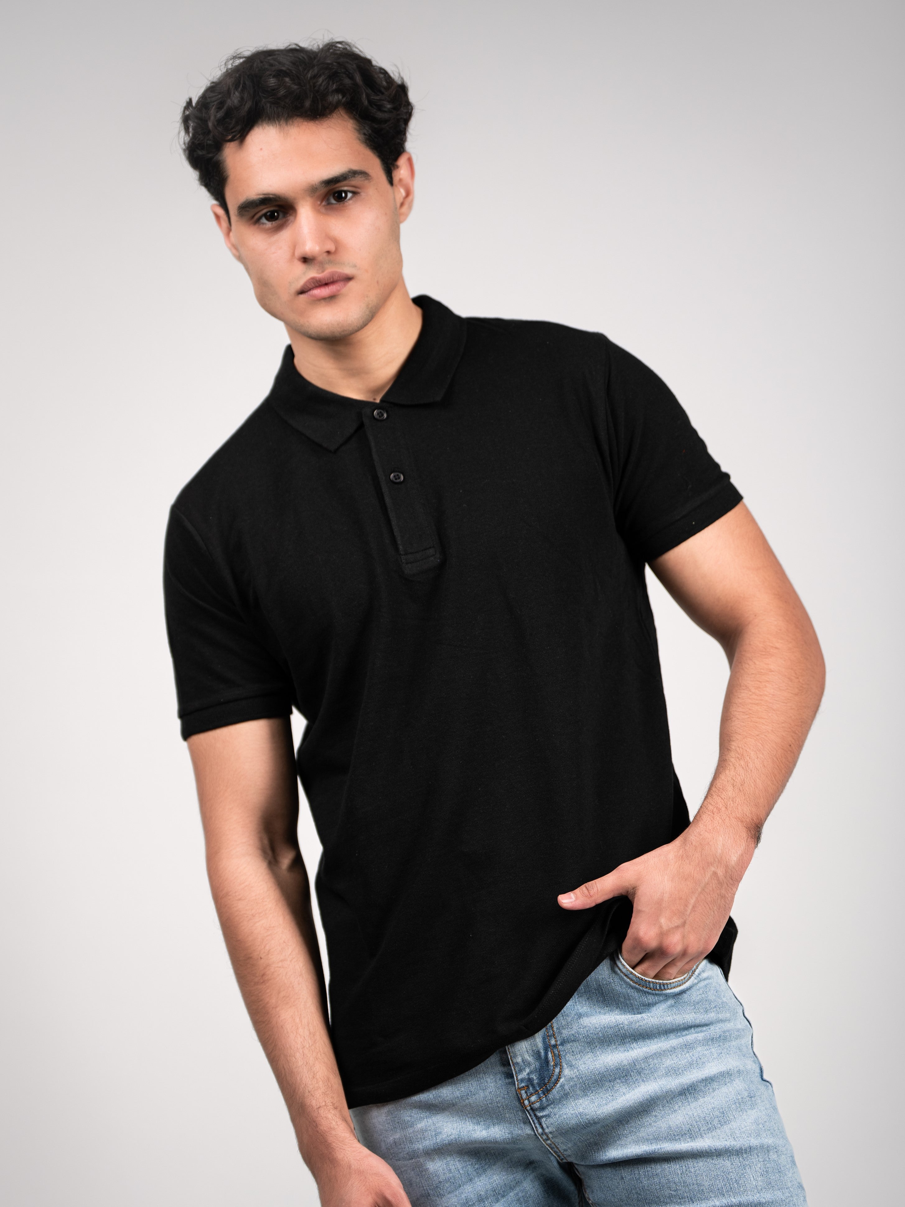 BASIC PIQUE POLO SHIRT | BLACK