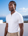 Morengar half-zip knit polo for men in white