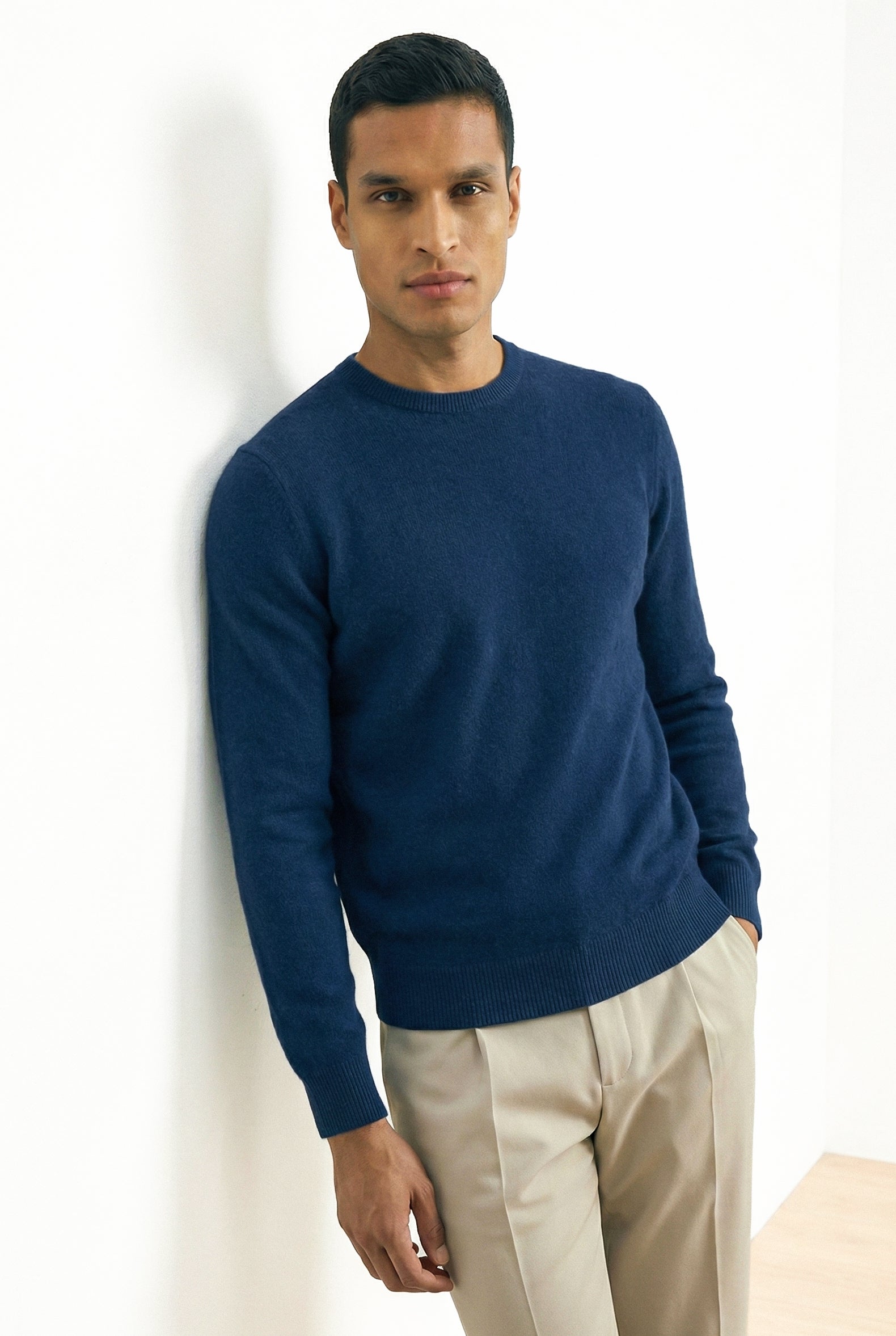 KNITTED ROUND NECK JUMPER | NAVY