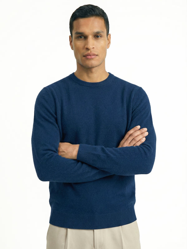 KNITTED ROUND NECK JUMPER | NAVY