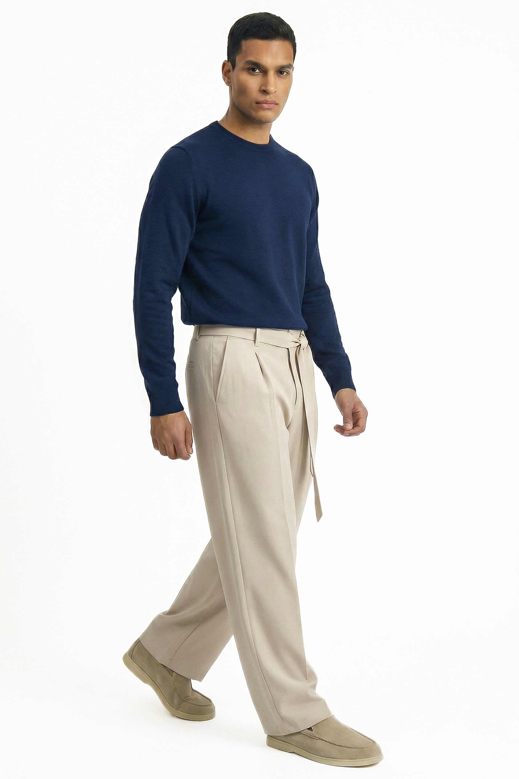 KNITTED ROUND NECK JUMPER | NAVY