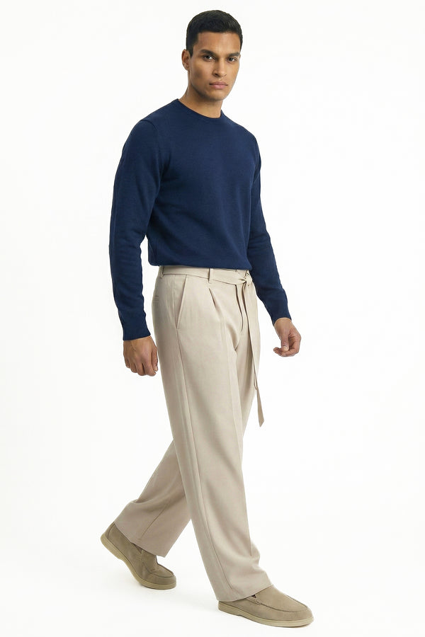 KNITTED ROUND NECK JUMPER | NAVY