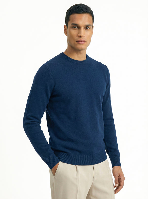 KNITTED ROUND NECK JUMPER | NAVY
