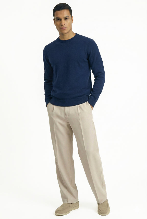 KNITTED ROUND NECK JUMPER | NAVY