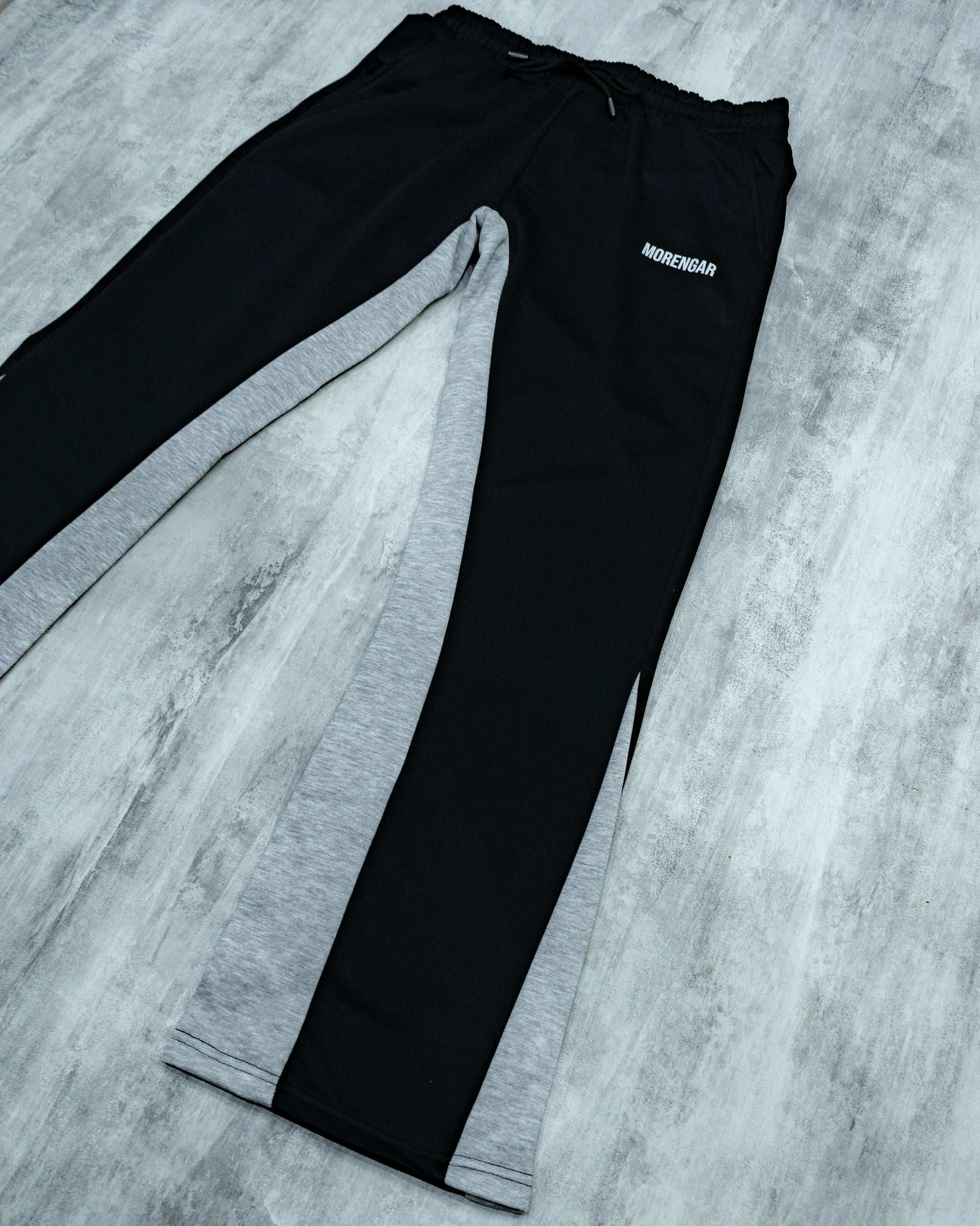 FLARED TRACKSUIT PANTS | BLACK &amp; GREY