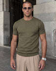 MILANO KNIT T-SHIRT | OLIVE GREEN