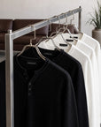 WAFFLE KNIT HENLEY | BLACK