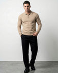 LONG SLEEVE KNITTED POLO | BEIGE