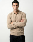 LONG SLEEVE KNITTED POLO | BEIGE