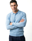 LONG SLEEVE KNITTED POLO | PASTEL BLUE