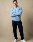 LONG SLEEVE KNITTED POLO | PASTEL BLUE