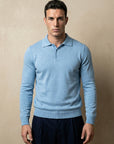 LONG SLEEVE KNITTED POLO | PASTEL BLUE