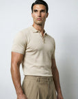 SHORT SLEEVE KNITTED POLO | BEIGE