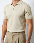 SHORT SLEEVE KNITTED POLO | BEIGE