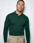 LONG SLEEVE KNITTED POLO | BOTTLE GREEN