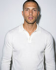 LONG SLEEVE KNITTED POLO | WHITE