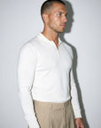 LONG SLEEVE KNITTED POLO | WHITE