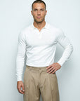 LONG SLEEVE KNITTED POLO | WHITE