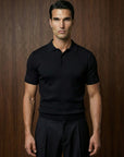 SHORT SLEEVE KNITTED POLO | BLACK